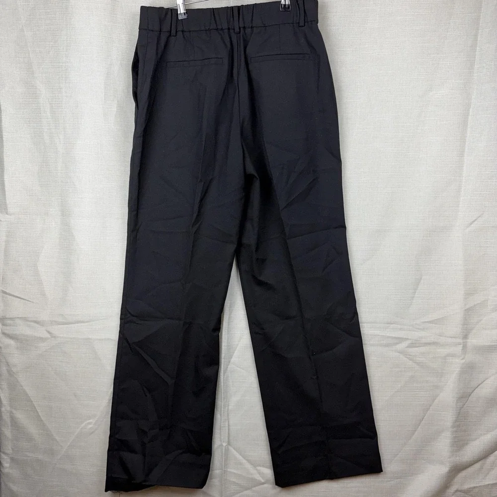 Madewell Dress Pants Womens 10 Black Slouchy Straight Twill Pull‎ On Work Office